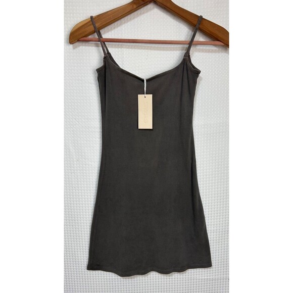 NWT Groceries Apparel Taupe Size Small 100% Organic Tank Mini Dress Dyed g - Picture 5 of 13